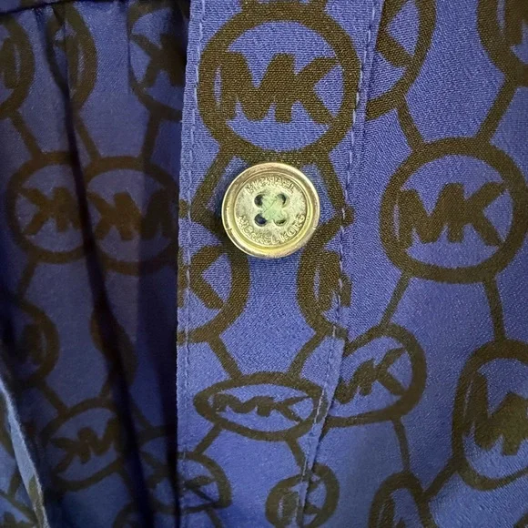 Michael Kors Blue and Black Patterned Blouse - Picture 4 of 6
